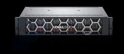 Dell EMC PowerStore 2U 双节点存储设备产品外观，采用蜂窝状前面板设计与 DELL EMC 标识