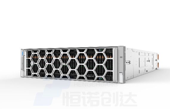 Dell PowerStore 第三代 3U 双节点存储设备产品外观，采用蜂窝状前面板设计与 DELL 标识