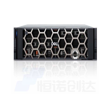 Dell PowerMax 2500/8500 存储阵列产品渲染图，采用蜂窝状前面板与 DELL 标识设计