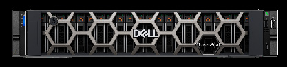 Dell PowerEdge 2U 机架式服务器渲染图，蜂窝状前面板与 DELL 标识