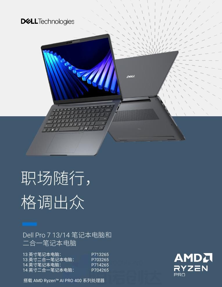 戴尔 Dell Pro 7 14 二合一笔记本 AMD 版 (P704265)